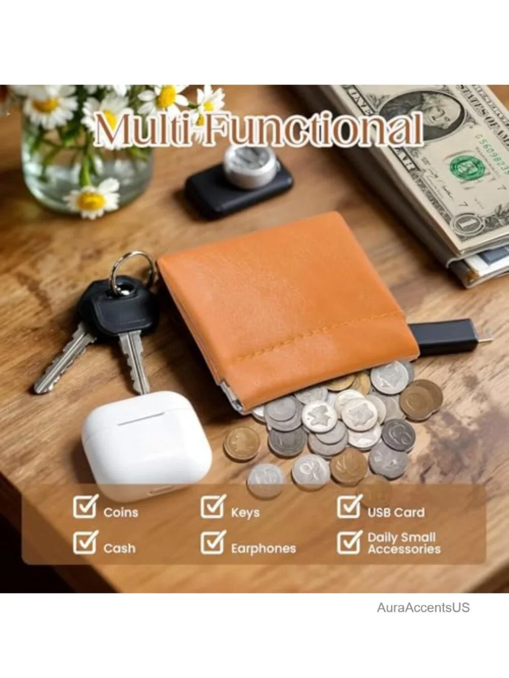 Mini PU Leather Makeup Bag 2-Pack for Purse, Travel Cosmetic Pouch